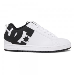 DC Shoes Court Graffik Leren Schoenen Heren Wit Zwart | JVP88N-742