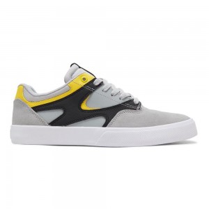 DC Shoes Kalis Vulc Leren Schoenen Heren Grijs Geel | ZUF50C-251