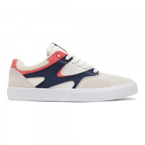 DC Shoes Kalis Vulc Leren Schoenen Heren Wit Donkerblauw | CQK57S-050