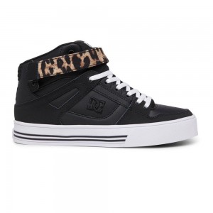 DC Shoes Pure High-Top V High-Top Leren Schoenen Dames Zwart Leopard | SOT70F-630