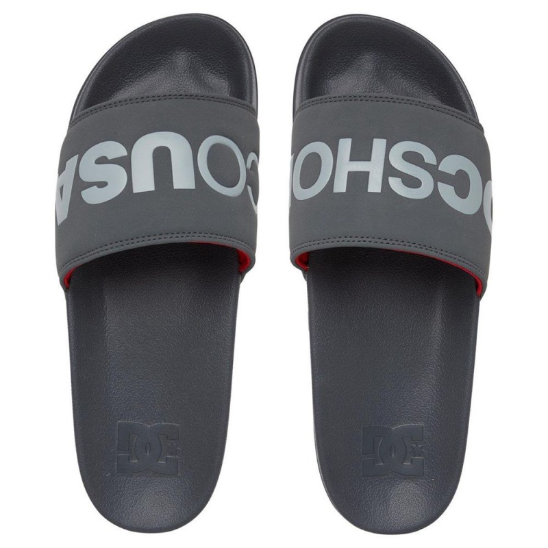 DC Shoes Badeslippers Heren Grijs Rood | MLE97J-098