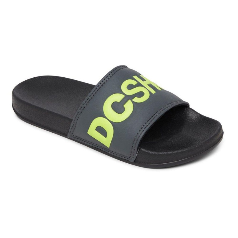 DC Shoes Badeslippers Kinderen Grijs Geel | QFL64H-346