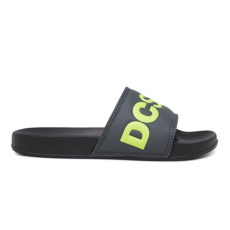 DC Shoes Badeslippers Kinderen Grijs Geel | QFL64H-346