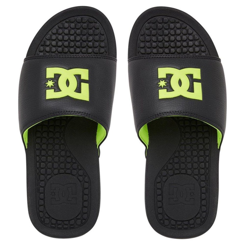 DC Shoes Bolsa Badeslippers Heren Zwart Groen | ZBH64F-514