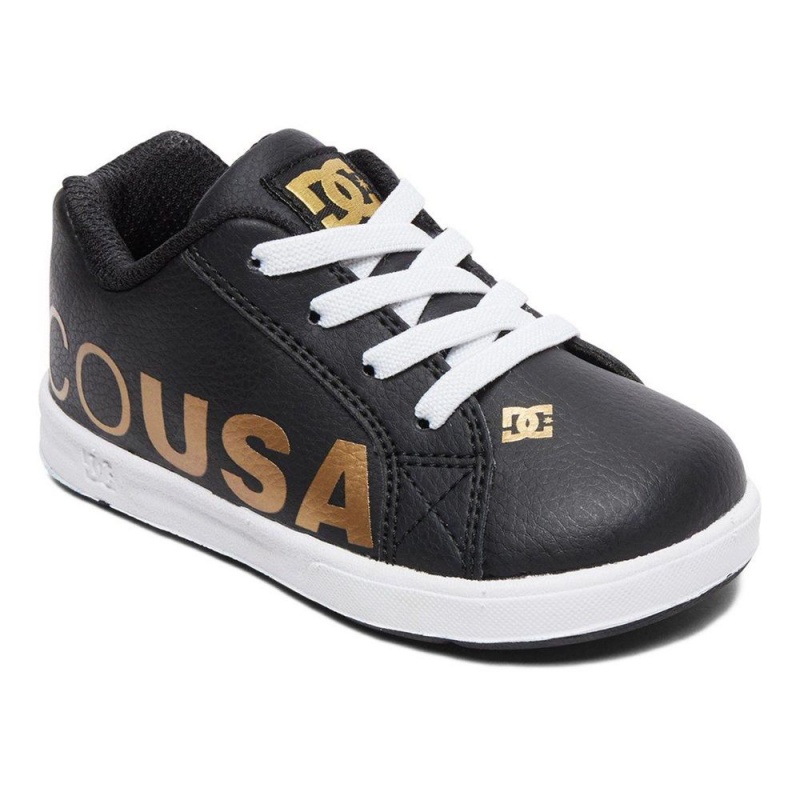 DC Shoes Court Graffik Elastic SE Schoenen Kinderen Zwart Goud | YFF78L-603