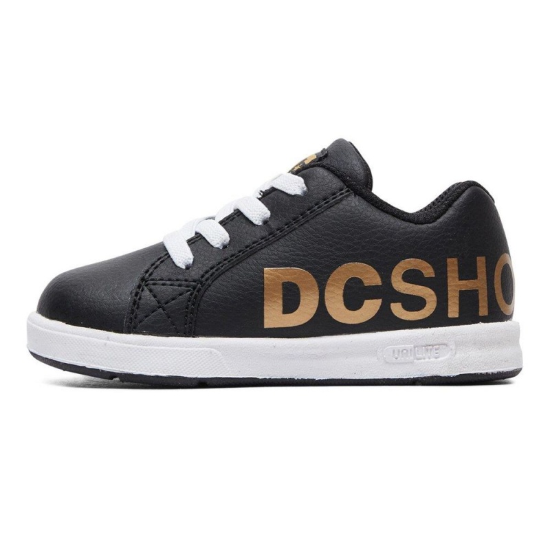 DC Shoes Court Graffik Elastic SE Schoenen Kinderen Zwart Goud | YFF78L-603