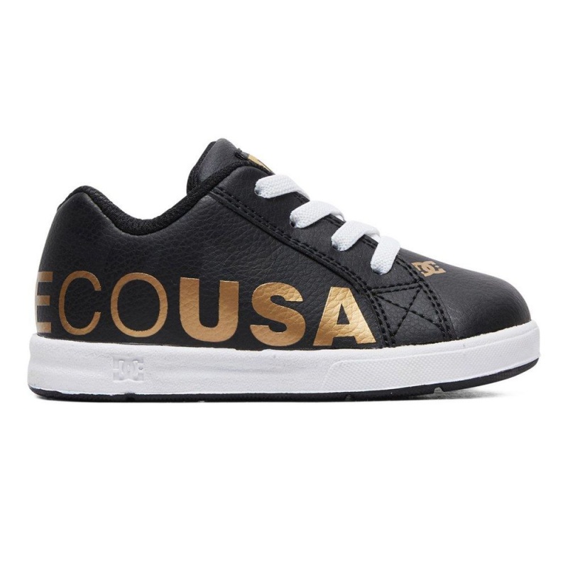 DC Shoes Court Graffik Elastic SE Schoenen Kinderen Zwart Goud | YFF78L-603