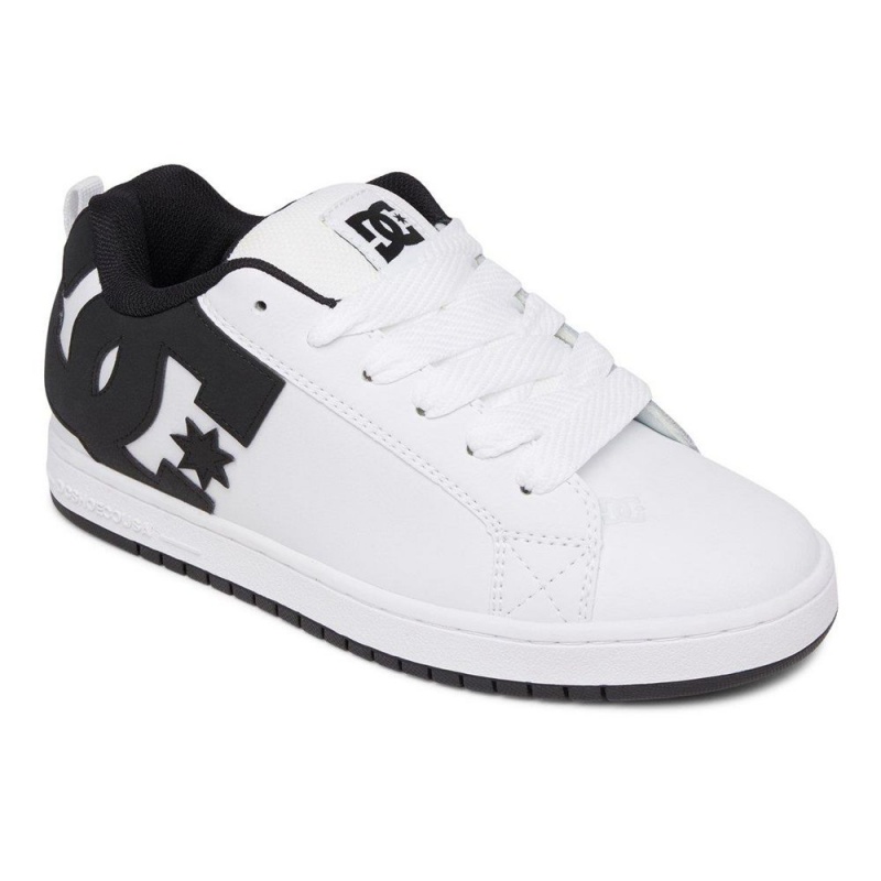 DC Shoes Court Graffik Leren Schoenen Heren Wit Zwart | JVP88N-742