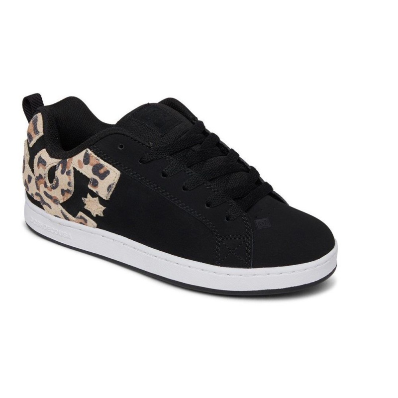 DC Shoes Court Graffik SE Leren Schoenen Dames Zwart Leopard | XZQ63J-190