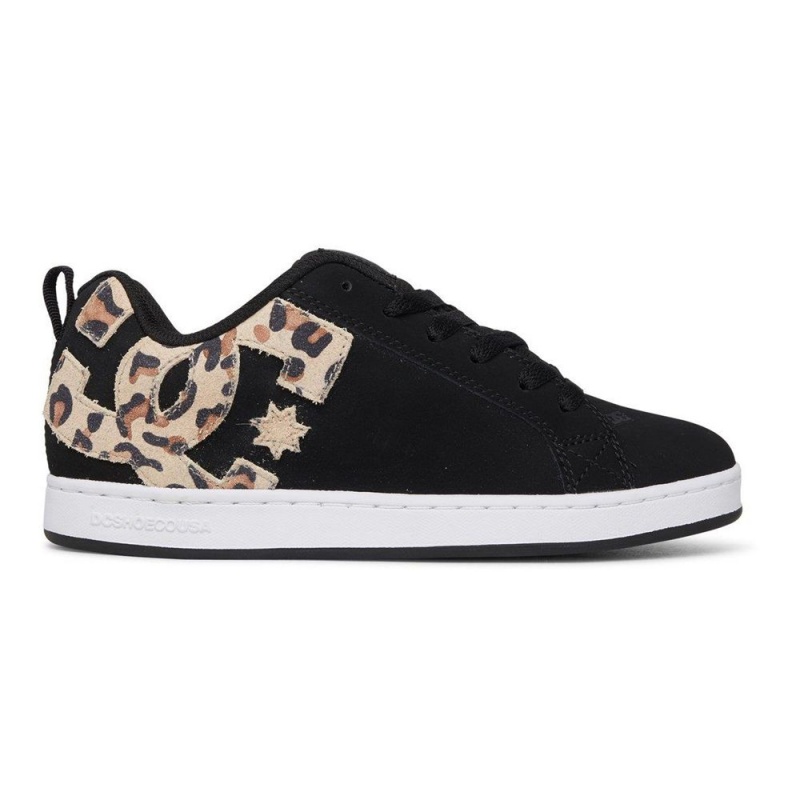 DC Shoes Court Graffik SE Leren Schoenen Dames Zwart Leopard | XZQ63J-190