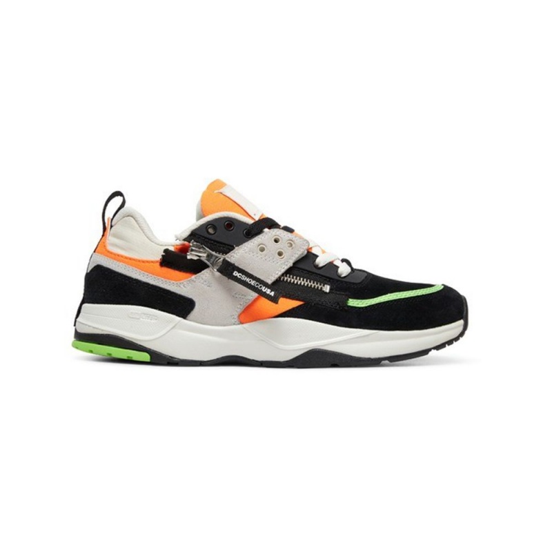 DC Shoes E.Tribeka Zip Leren Schoenen Heren Zwart Oranje | IMH49A-022