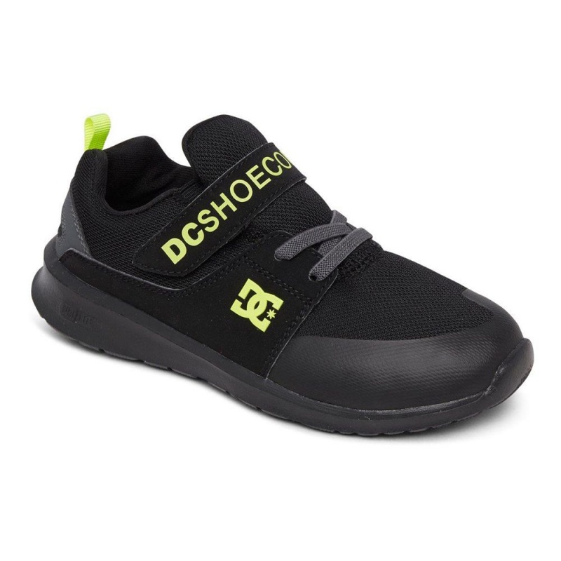 DC Shoes Heathrow Prestige Elastic Kanten Schoenen Kinderen Zwart Geel | UKH25N-859