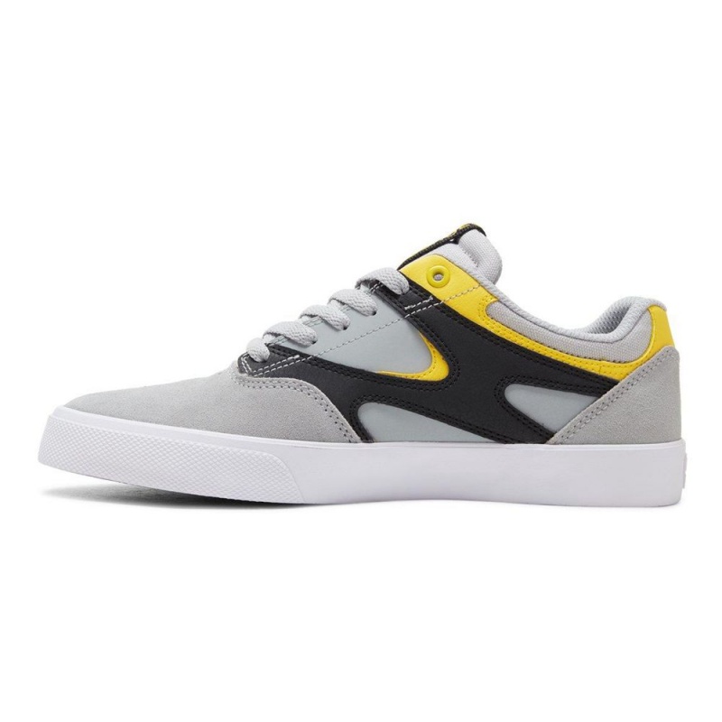 DC Shoes Kalis Vulc Leren Schoenen Heren Grijs Geel | ZUF50C-251