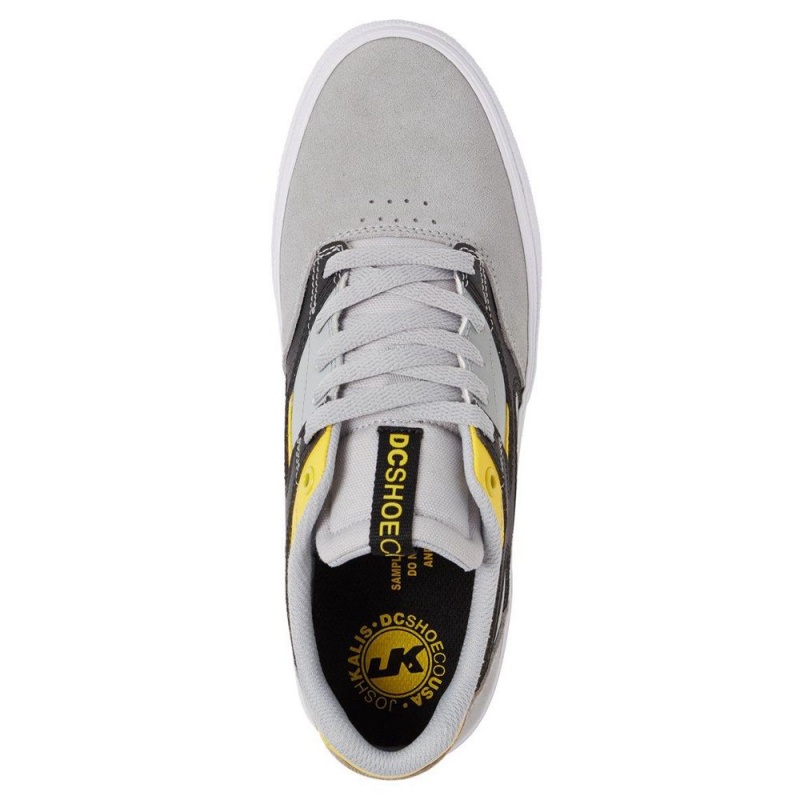 DC Shoes Kalis Vulc Leren Schoenen Heren Grijs Geel | ZUF50C-251