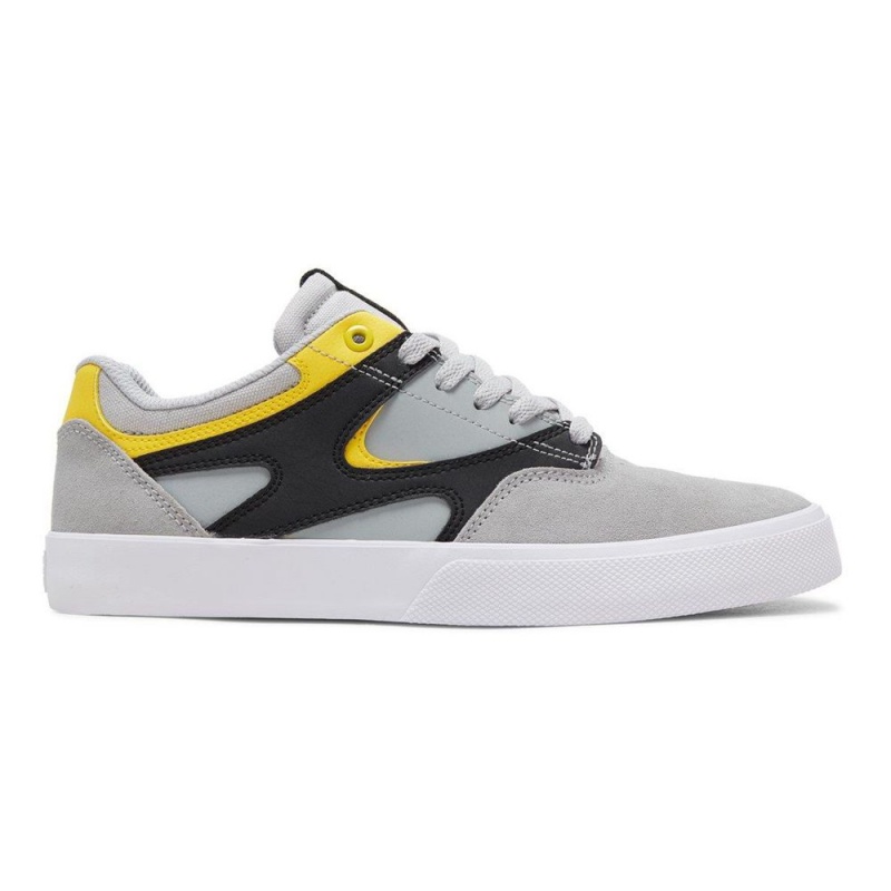 DC Shoes Kalis Vulc Leren Schoenen Heren Grijs Geel | ZUF50C-251