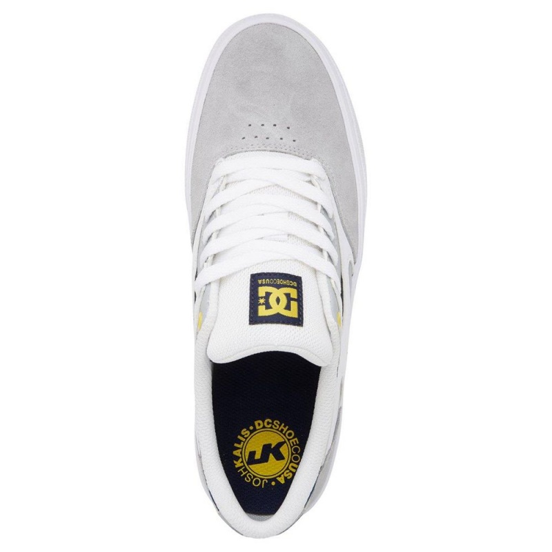 DC Shoes Kalis Vulc Leren Schoenen Heren Grijs Wit | JCQ54H-948