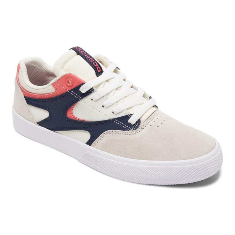 DC Shoes Kalis Vulc Leren Schoenen Heren Wit Donkerblauw | CQK57S-050