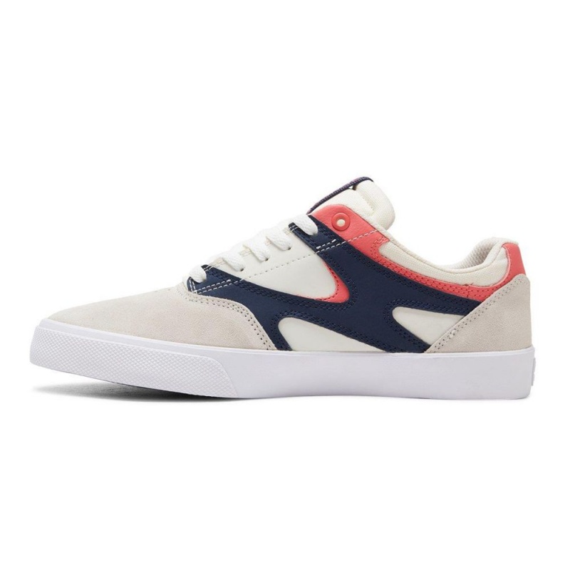 DC Shoes Kalis Vulc Leren Schoenen Heren Wit Donkerblauw | CQK57S-050