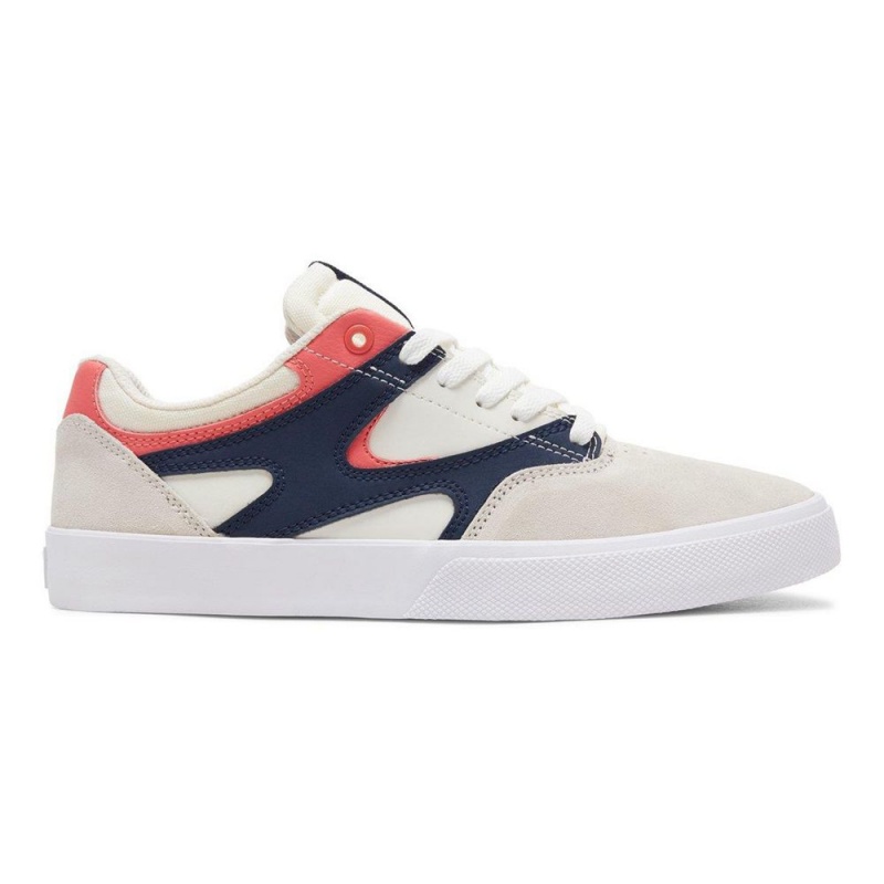 DC Shoes Kalis Vulc Leren Schoenen Heren Wit Donkerblauw | CQK57S-050