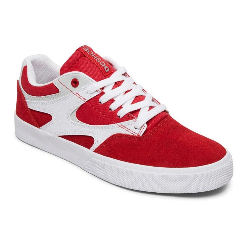 DC Shoes Kalis Vulc Leren Schoenen Heren Rood Wit | MAS42Q-552