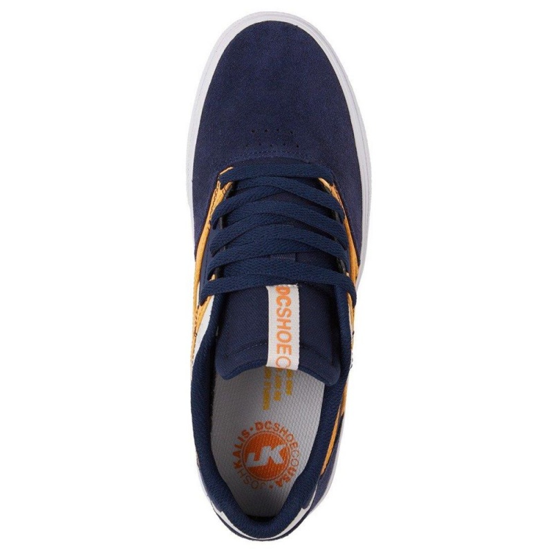 DC Shoes Kalis Vulc Leren Schoenen Heren Donkerblauw Oranje | YYW74U-449