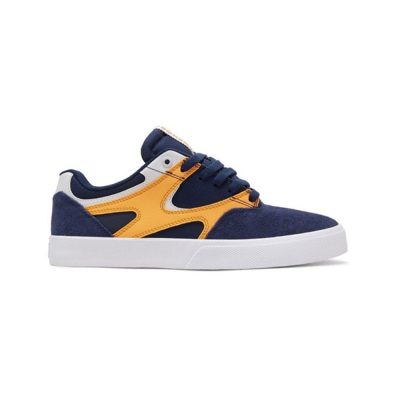 DC Shoes Kalis Vulc Leren Schoenen Heren Donkerblauw Oranje | YYW74U-449