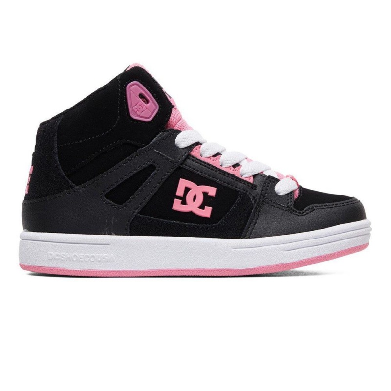 DC Shoes Pure Hi High-Top Schoenen Kinderen Zwart Roze | REF76U-751