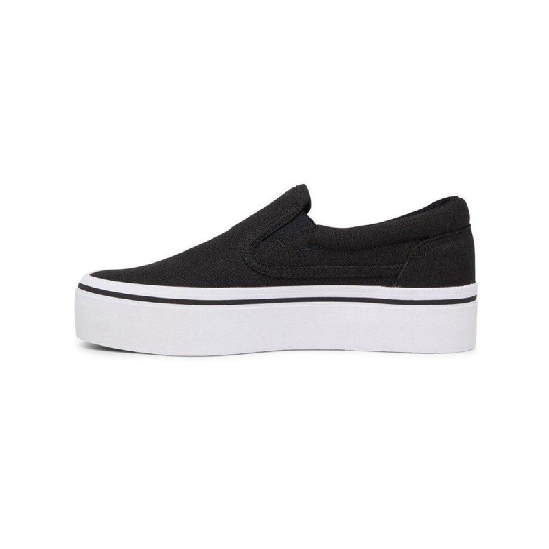 DC Shoes Trase Slip Platform Slip-On Flatform Schoenen Dames Zwart Wit | DAW06C-901