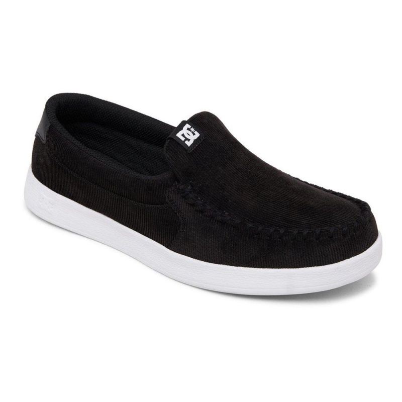 DC Shoes Villain Leren Slip-On Schoenen Heren Zwart Wit | SNB88X-874