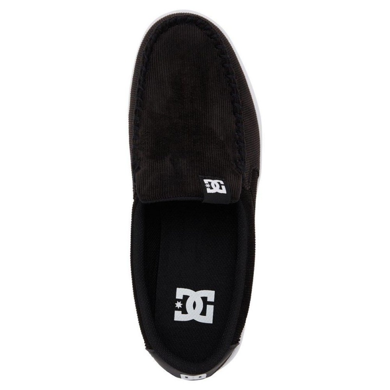 DC Shoes Villain Leren Slip-On Schoenen Heren Zwart Wit | SNB88X-874