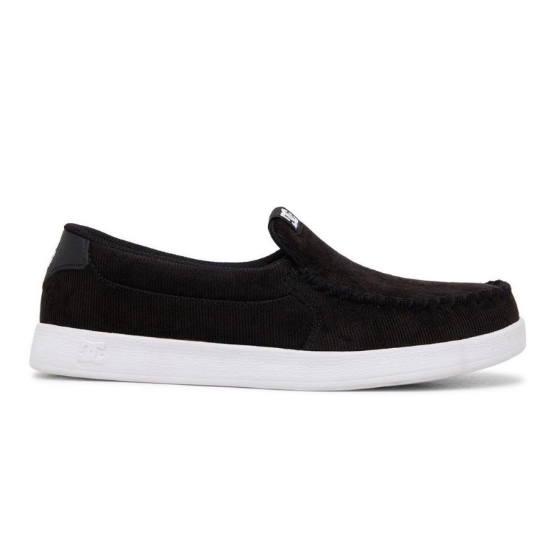 DC Shoes Villain Leren Slip-On Schoenen Heren Zwart Wit | SNB88X-874