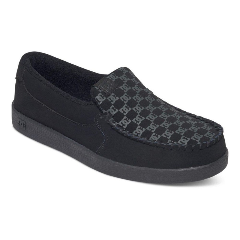 DC Shoes Villain Leren Slip-On Schoenen Heren Zwart Grijs | RAY59L-067